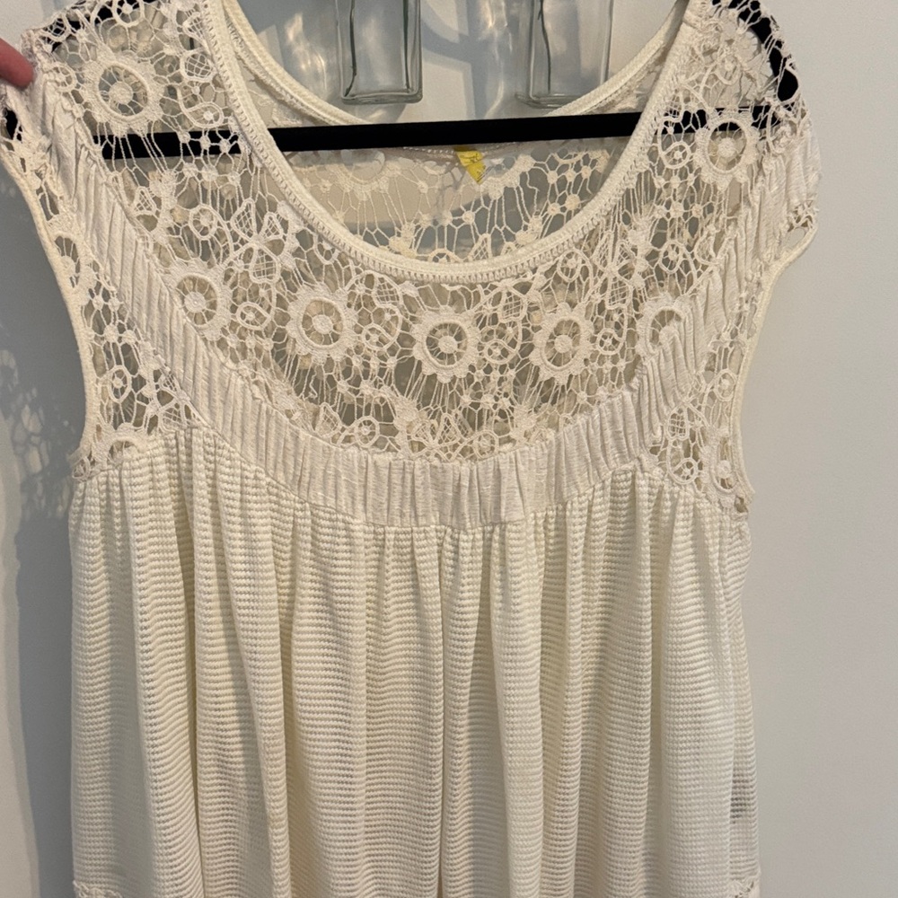 Free People Cream Lace Blouse